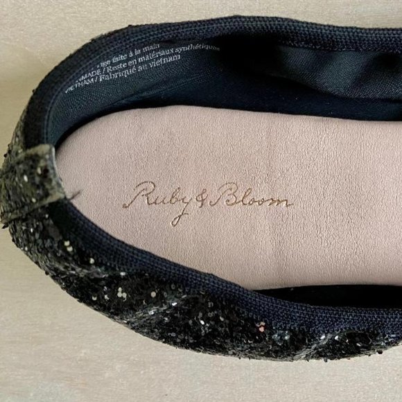 🥿HP!🥿 ruby & bloom Girls' Black Multi-Glitter Ballerina Flats with Bow - Picture 10 of 11